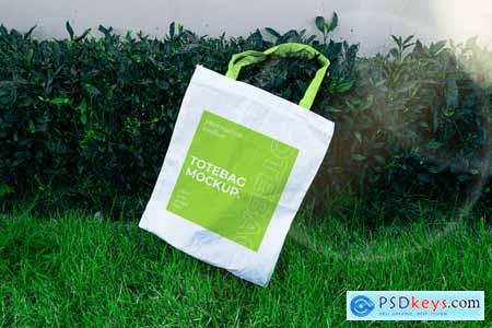 Realistic Tote Bag Mockup in Natural Setting