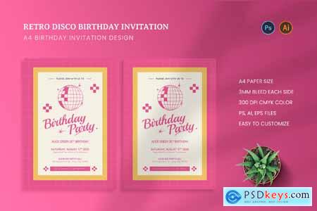 Retro Disco Birthday Invitation