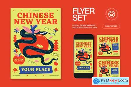 Yellow Quirky Chinese New Year Flyer Set