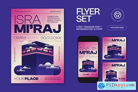 Purple Pink Utilitarian Isra Mi'raj Flyer Set