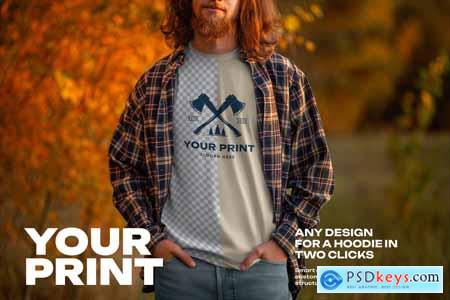 Mockups of Men's T-Shirt at the Sunset Outdoor