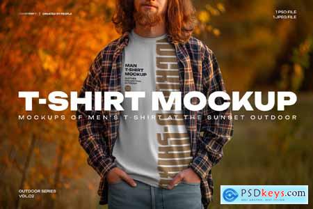 Mockups of Men's T-Shirt at the Sunset Outdoor