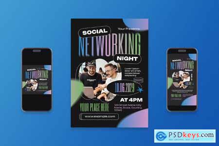 Black Social Networking Night Flyer Set