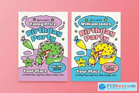 Blue Purple Kids Birthday Invitation