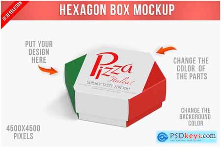 Hexagon Box Mockup - Half Side View