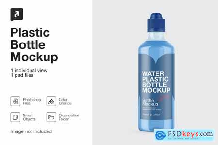 Blue PET Water Bottle Mockup