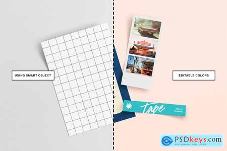 Paper and Photo Strip Mockup