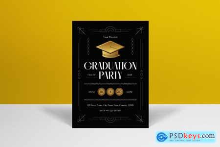 Black Art Deco Graduations Party Invitation