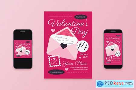 Pink Elegant Valentine Day Flyer Set