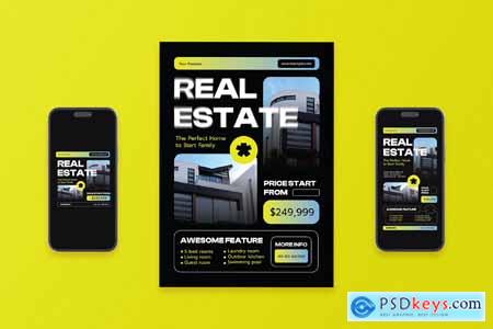 Black Clean Gradient Real Estate Flyer Set