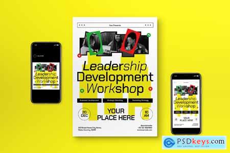 White Leadership Development Workshop Flyer Set