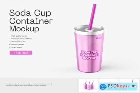 Soda Cup With Drinking Straw Mockup