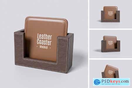 Leather Coaster Mockup