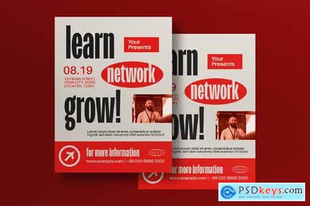 Orange Utilitarian Learn Network Grow Flyer