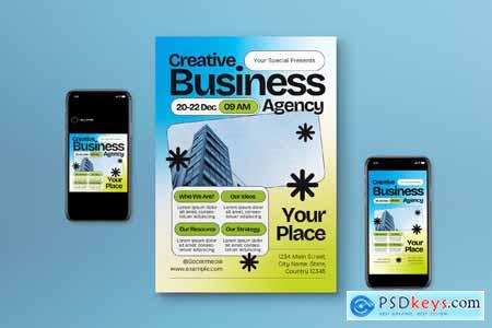 Blue Green Creative Business Agency Flyer Set