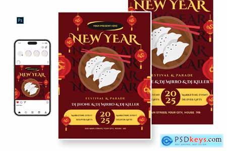 Tightening Chinese New Year Day Flyer Template