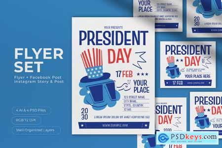 White Quirky President's Day Flyer Set