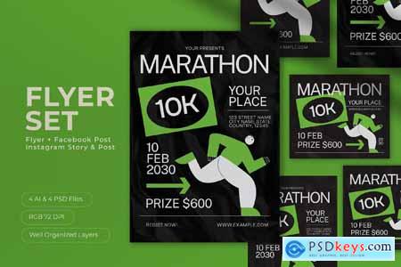 Black Utilitarian 10K Marathon Flyer Set