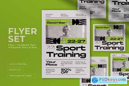 Gray Black Utilitarian Sport Training Flyer Set