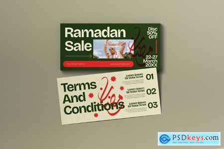 Green Beige Bold Minimalist Ramadhan Sale Voucher