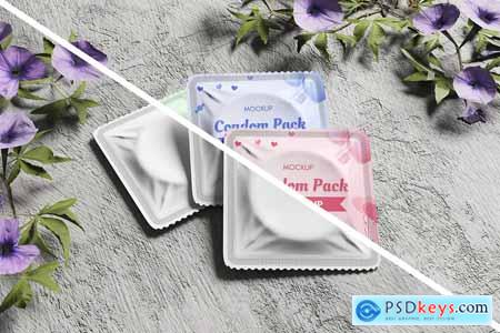 Realistic Condom Packaging Mockup