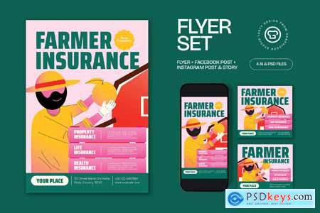 Green Pink Bold Farmer Insurance Flyer Set