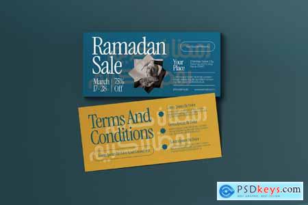 Blue Yellow Bold Minimal Ramadan Sale Voucher