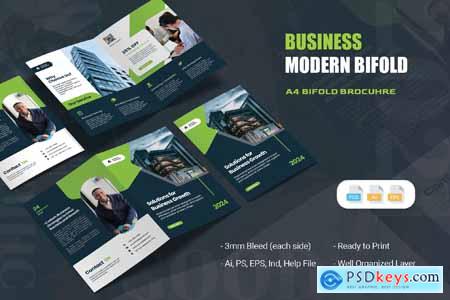 Business Modern Green - Bifold Brochure