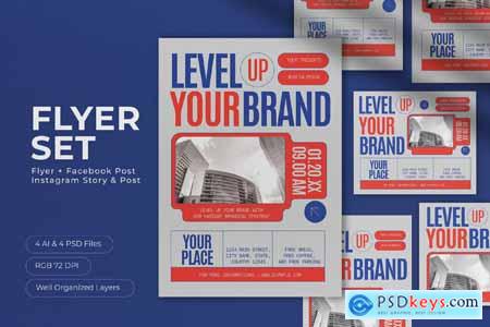 Blue Orange Level Up Your Brand Flyer Set