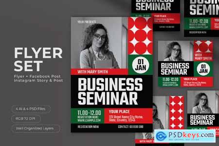 Black Geometric Business Seminar Flyer Set