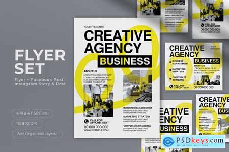 White Creative Agency Business Flyer Set