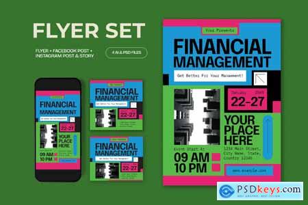 Green Pink Financial Management Flyer Set