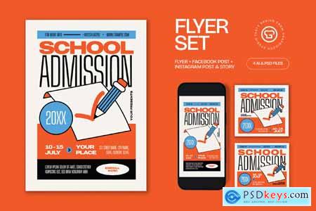 Orange School Admission Flyer Set