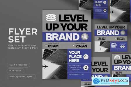 Gray Utilitarian Level Up Your Brand Flyer Set