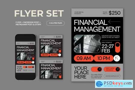 Gray Black Financial Management Flyer Set