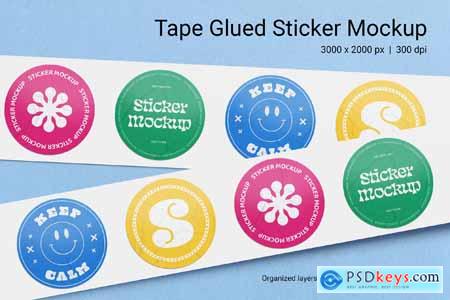 Tape Glued Sticker Mockup