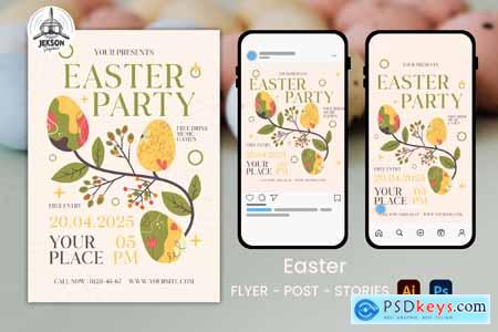 Easter Party Instagram Post Stories Flyer Template