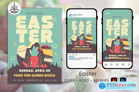 Easter Egg Instagram Post Stories Flyer Template