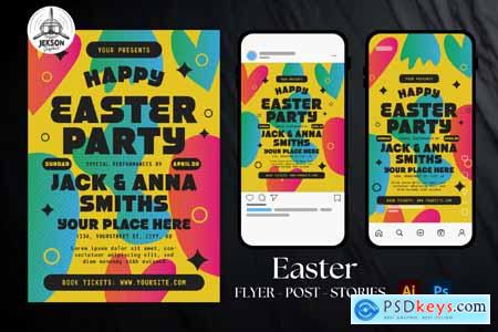 Easter Party Instagram Flyer Post Stories Template