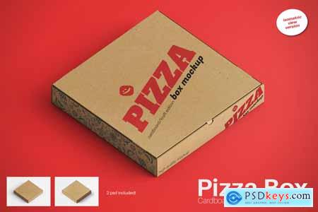 Cardboard Pizza Box Mockup - Isometric View