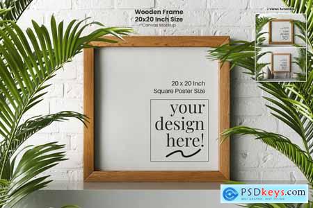 Square Wooden Frame Mockup - 20x20 Inch