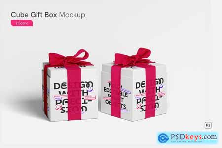 Cube Gift Box Mockup