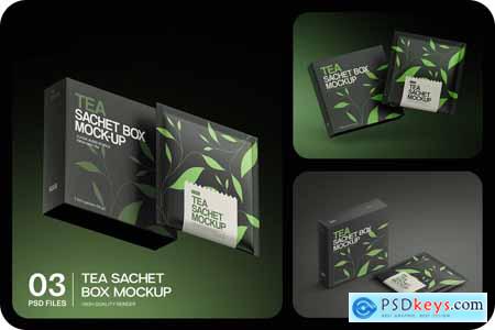 Tea Sachets with Box Mockup