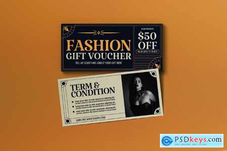 Blue Beige Vintage Aesthetic Fashion Gift Voucher