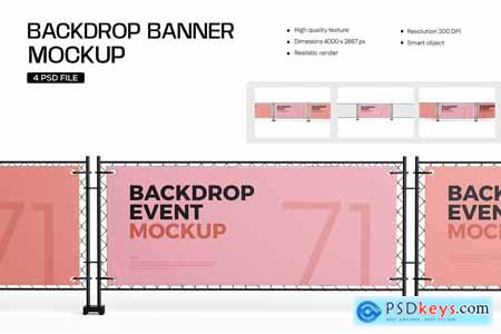 Metallic Outdoor Fence Banner Mockup