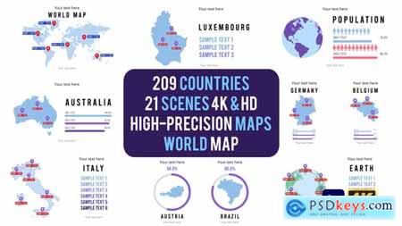 209 Countries Map Infographics Pack 57131257