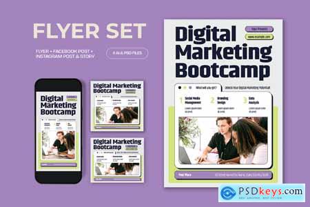 White Purple Bold Digital Marketing Flyer Set