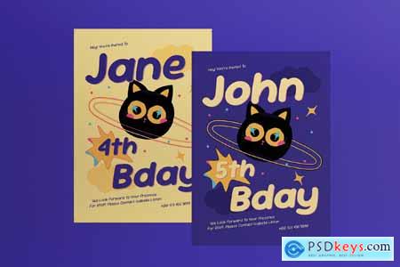 Purple Kiddie Land Kids Birthday Invitation