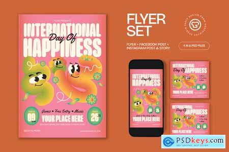 Pink International Day of Happiness Flyer Set