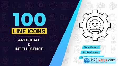 100 Artificial Intelligence Line Icons 57125613 